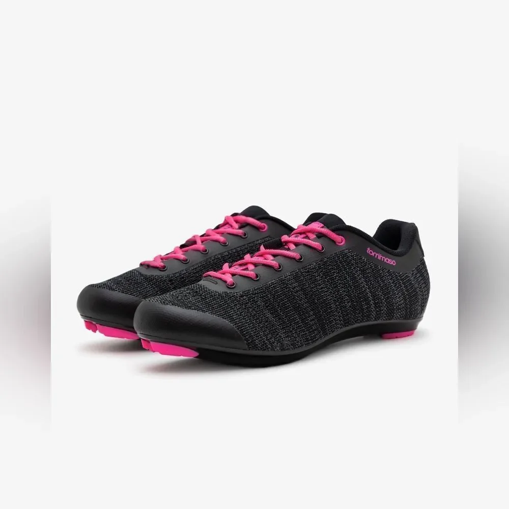 Tommaso Pista Aria‎ Knit cycling shoes Size 8 in Black /pink NWT and in box